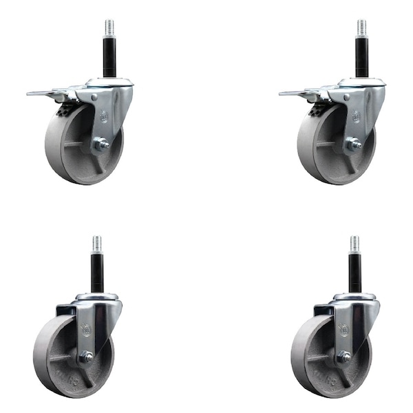 Service Caster 4'' Semi Steel Swivel 3/4'' Expanding Stem Caster Set 2 Total Lock Brakes, 4PK SCC-EXTTL20S415-SSR-2-S-2-34 - main